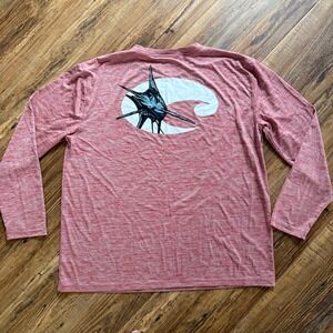 Costa Del Mar Long Sleeve  Mens XL Red Heather Marlin Graphic Performance NWOT